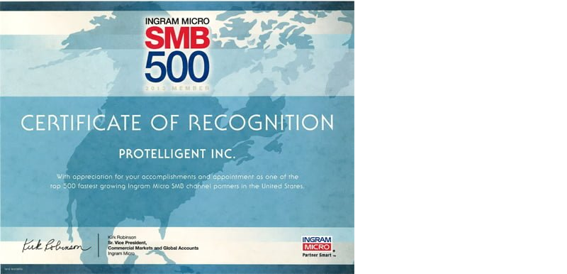 Protelligent named to prestigious Ingram Micro SMB 500